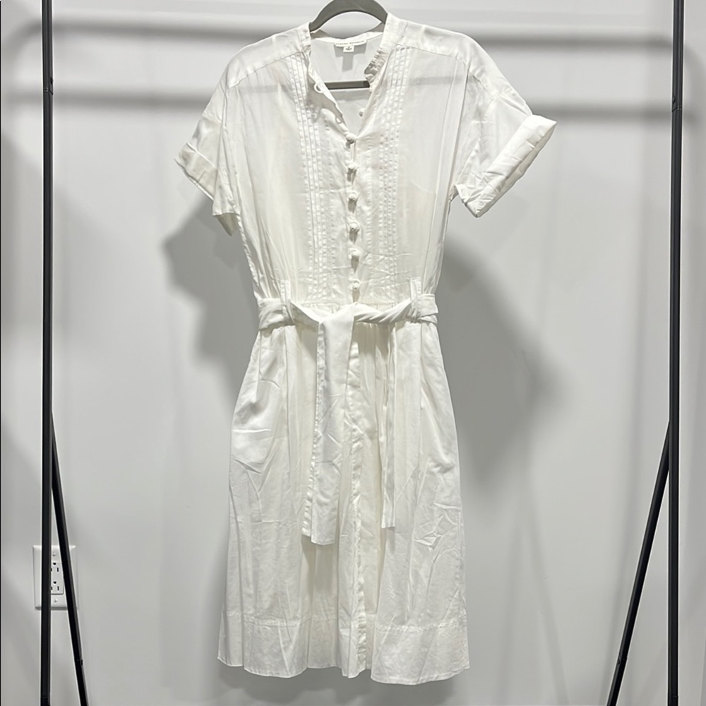 Banana Republic White Midi Dress Buttoned Tie Front